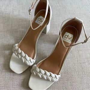 DV Cream Braided Strap Chunky Heels